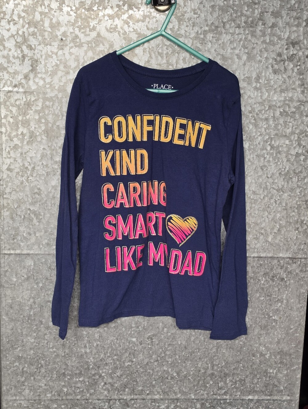 The Children's Place Blue Glitter Dad LS Top Girls 7 - 2022